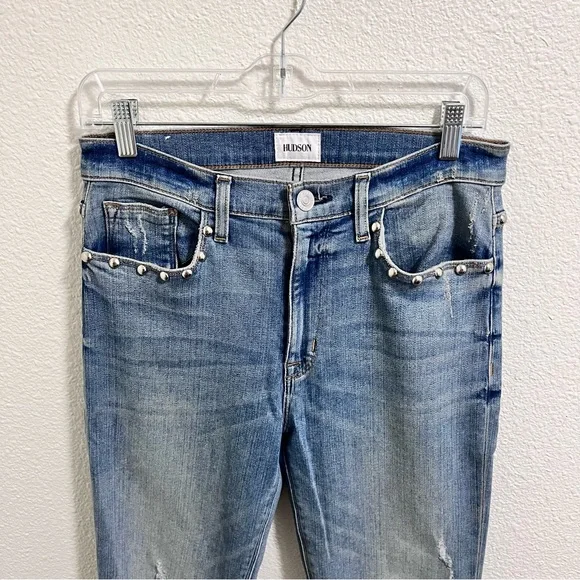 Hudson Jeans Barbra High Waist Cropped Metal Studded Accent Jeans Size 29 - Picture 3 of 9
